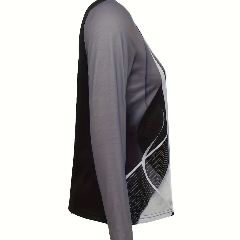 Women’s Asymmetrical Abstract Print Top with Shoulder Buckle - Image 3