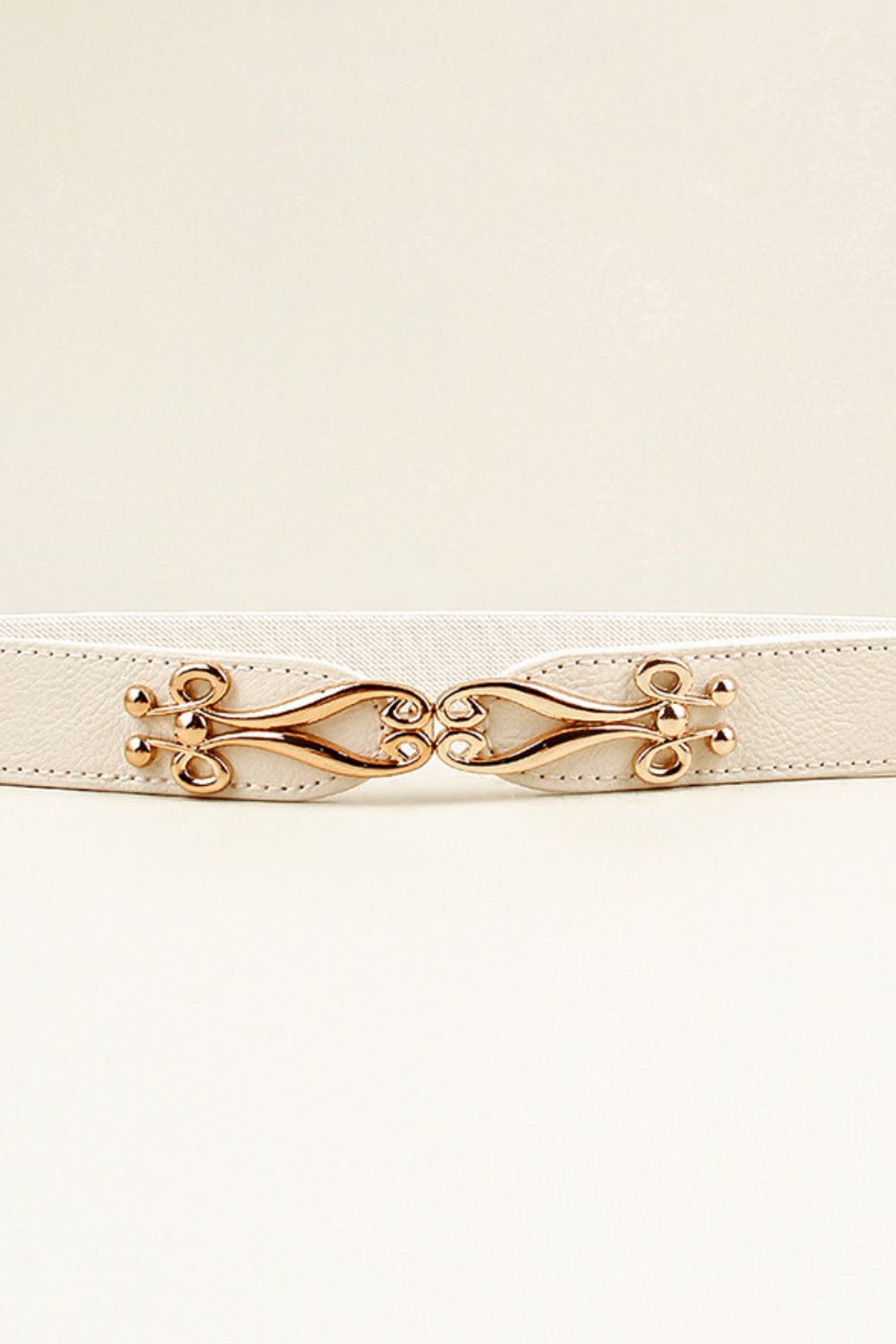 Alloy Buckle Elastic Belt | Durable PU in Navy & Gold