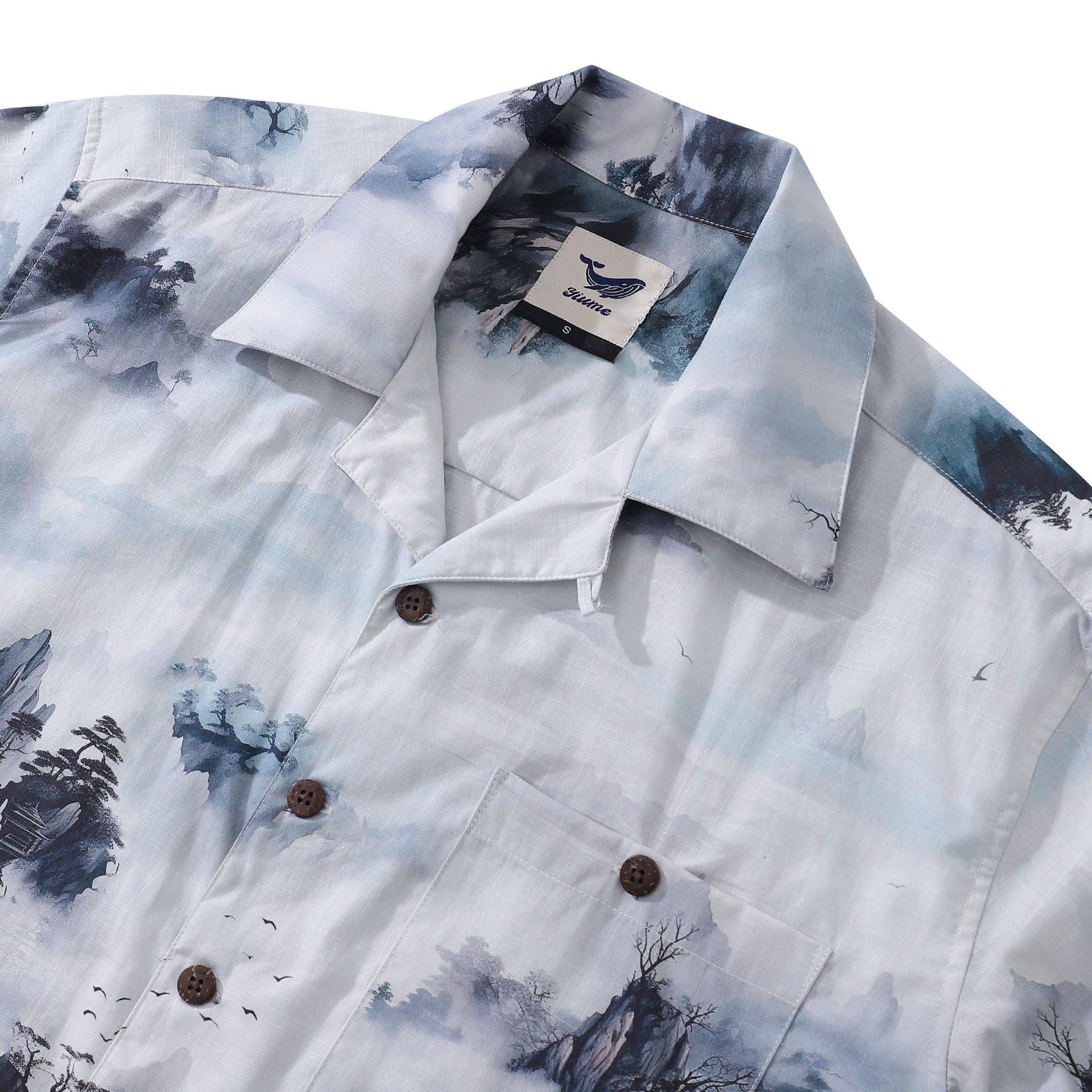 Men's Land of Nowhere Hawaiian Shirt 100% Cotton Camp Collar
