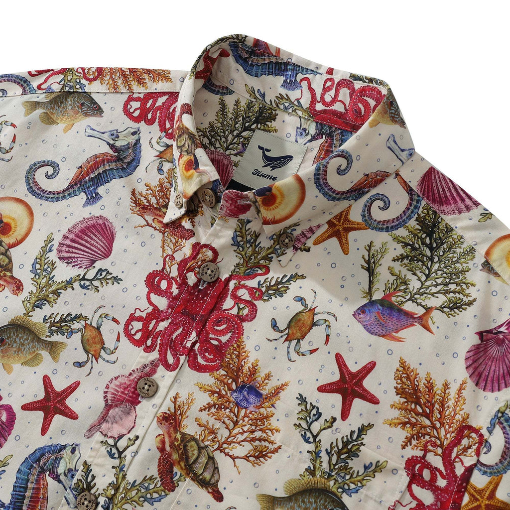 Yiume Mens Octopus Hawaiian Shirt 100% Cotton Button-down Marine Life Shirt For Gifting By Amy