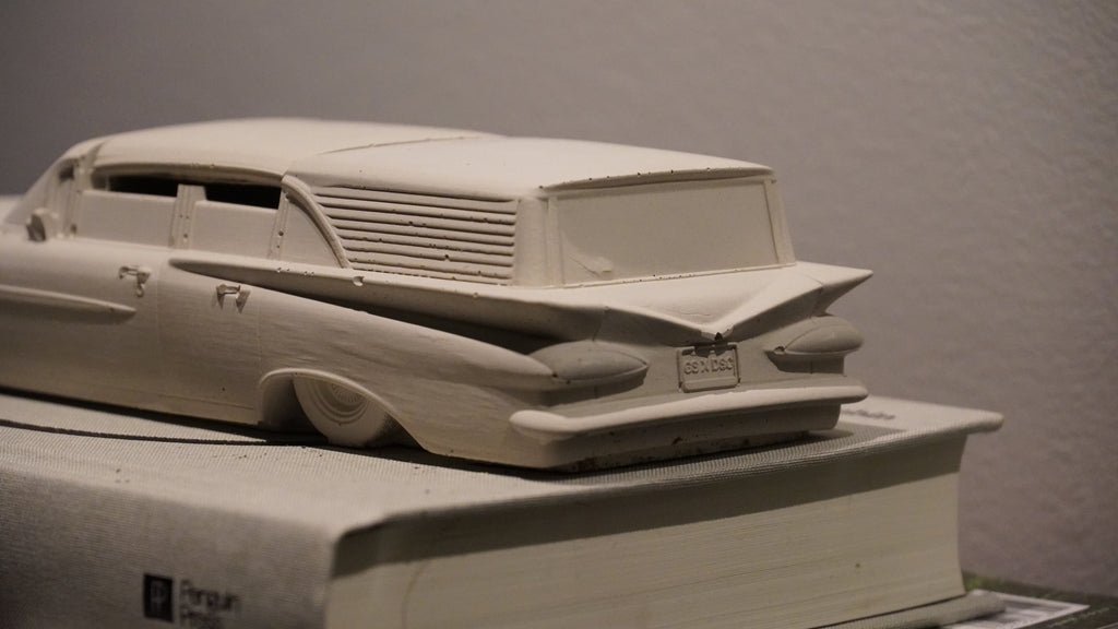 1959 Chevrolet Brookwood Concrete Incensory, Minimalist Grey Decor