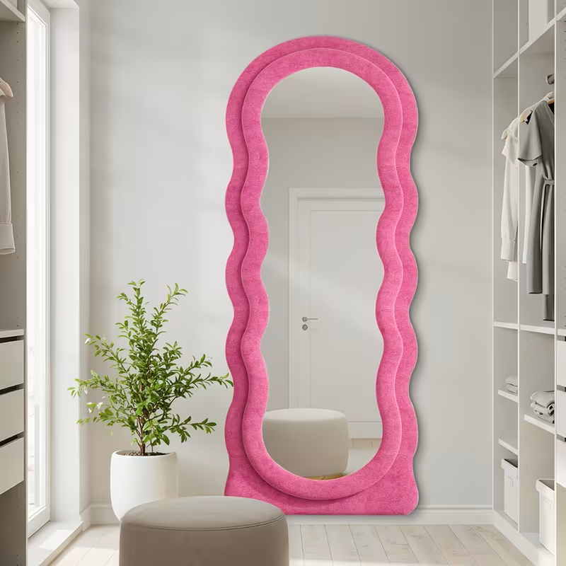 63x24-Inch Arched Flannel Full Length Floor Mirror