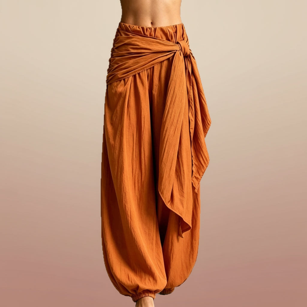 Women's High-Waist Tie-Waist Wide-Leg Pants