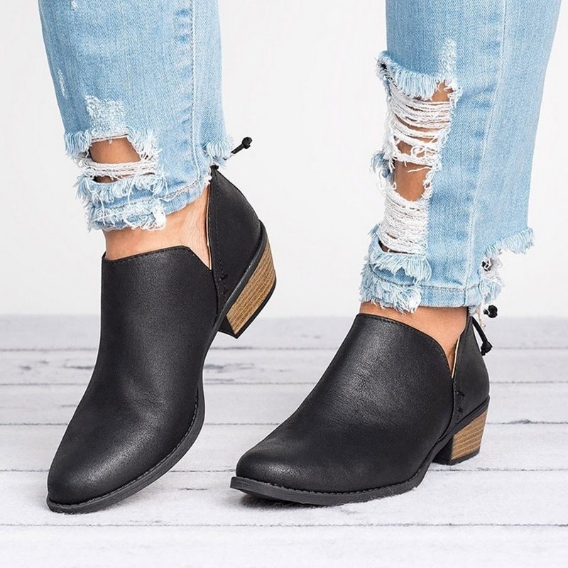 Women Retro Chunky Heel Ankle Boots Vintage Inspired Footwear - Image 5
