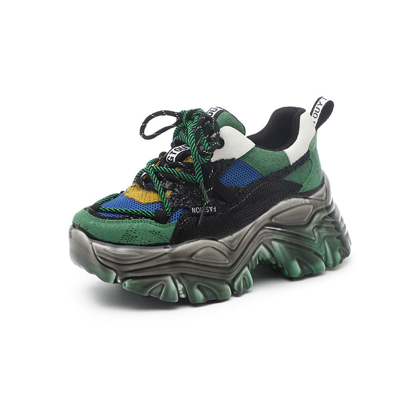 Women's Genuine Leather Chunky Sole Fashion Sneakers - Image 5