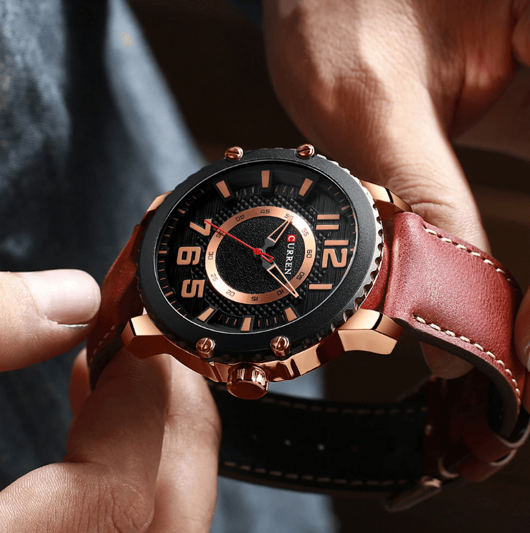 Men's Sporty Waterproof Chronograph Watch with Large Number Details