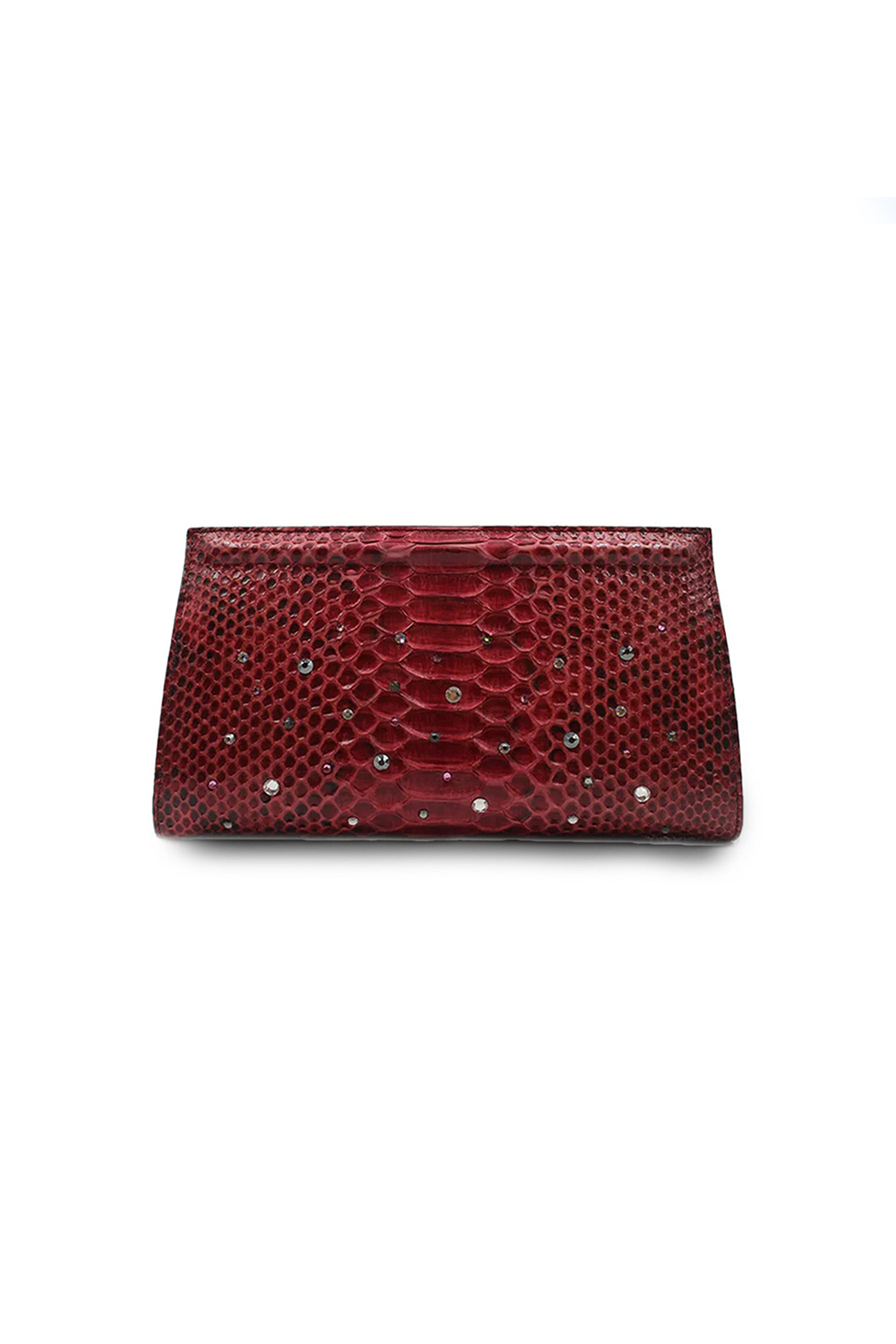 Ivy Clutch in Wine Water Snake w/ Crystals