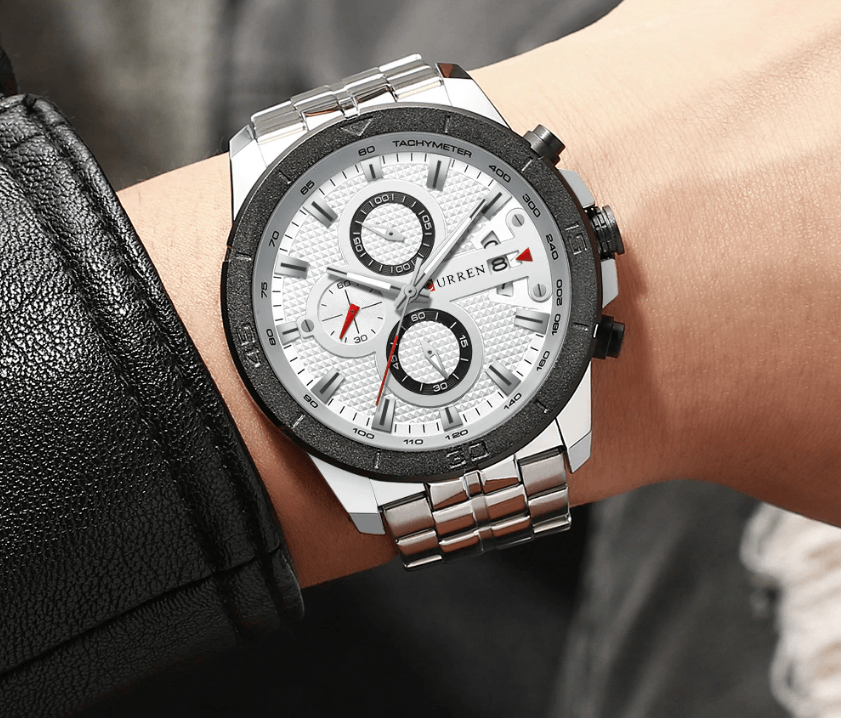 Men's Waterproof Chronograph Luxury Watch with Hardlex Dial