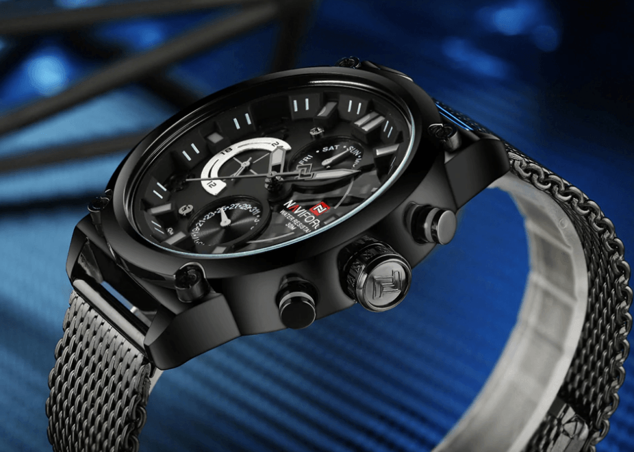 Men's Analog Quartz Wrist Watch with Stainless Steel Mesh Band