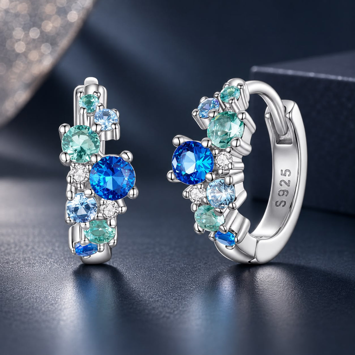 925 Sterling Silver White Gold Plated Transparent Glass CZ Synthetic Spinel 3ct Moissanite Earrings for Women