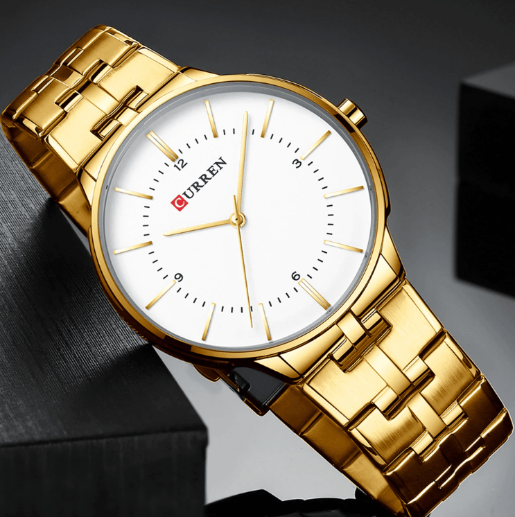 Men's Slim Waterproof Watch with Shining Link Bracelet