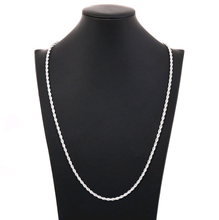 Twist Necklace Silver Plated 4MM  Twisted String Necklace