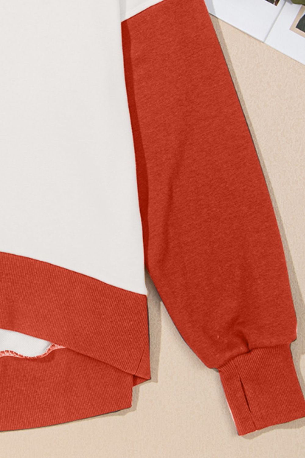 Women's Contrast Crewneck Sweatshirt in Beige and Grey