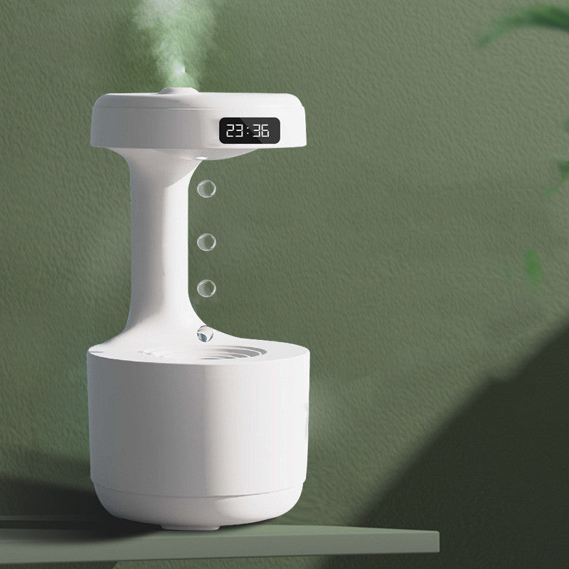 Anti-Gravity Water Drop Humidifier with LED Clock & Aroma Diffuser