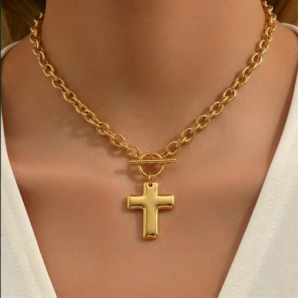 Cross Titanium Steel Pendant Necklace For Women