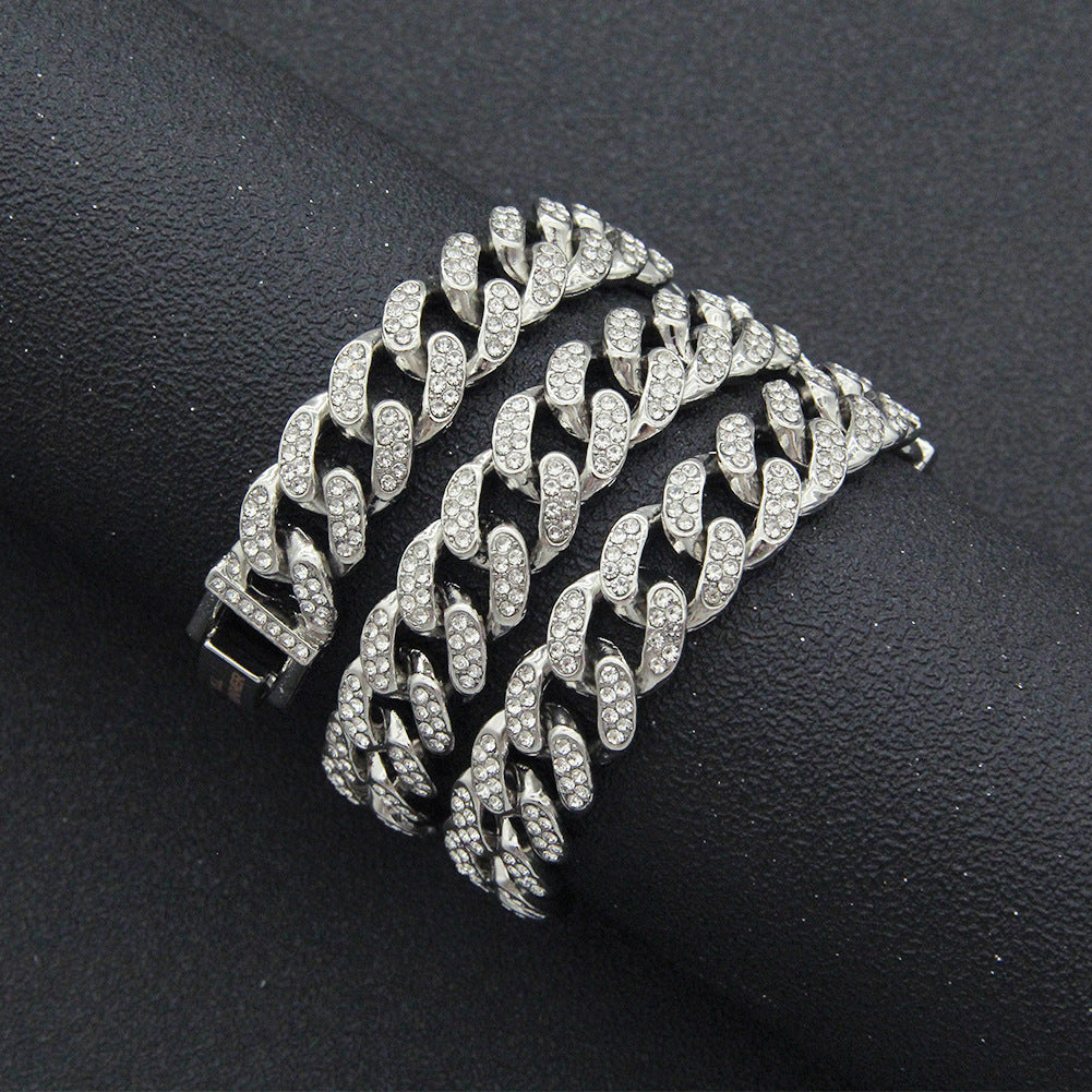 Men's Iced Out Cuban Link Chain Bracelet Geometric Hip Hop Jewelry