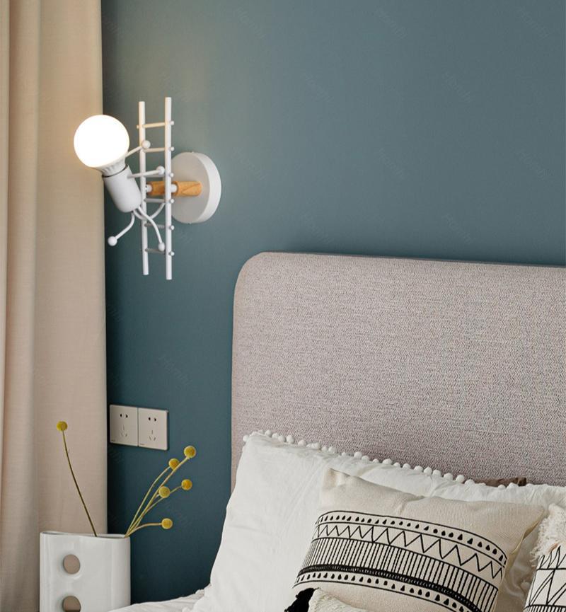 Modern Nordic Humanoid Climbing Ladder Wall Sconce Lamp for Kids Room