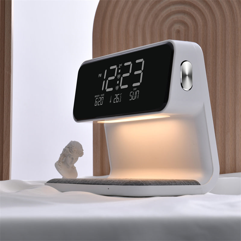 3-in-1 Minimalist Bedside Lamp, Wireless Charger & Alarm Clock