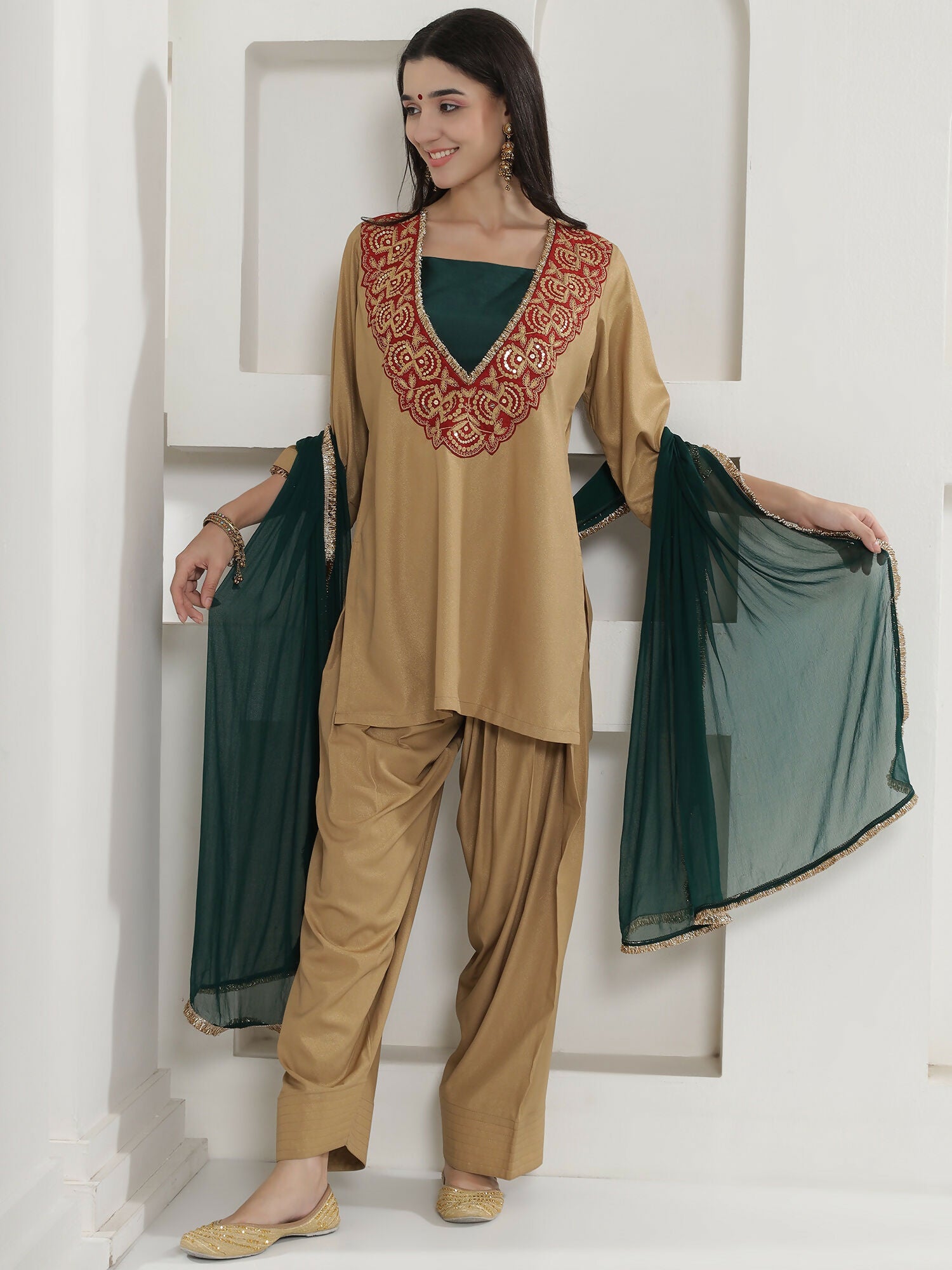 Joban Fashion Golden Farshi Salwaar Suit Set