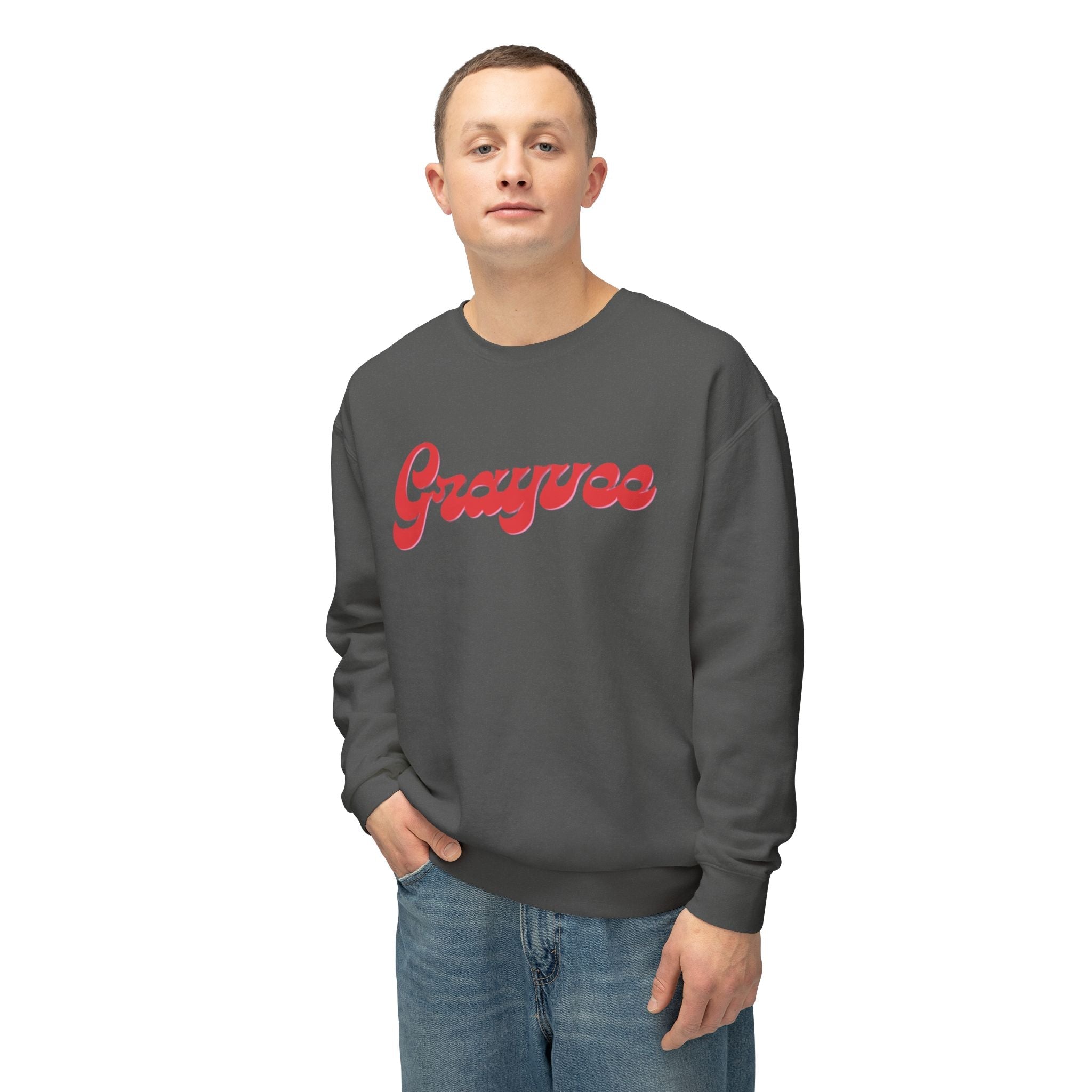 Unisex Lightweight Crewneck Sweatshirt in Charcoal and Cream