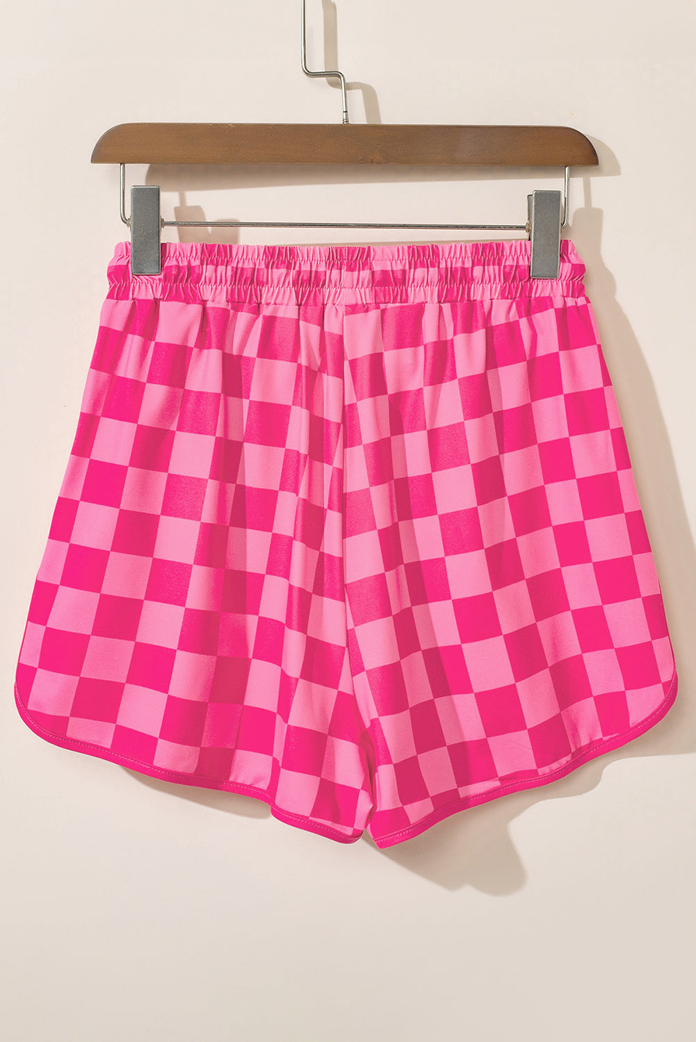 Women's Checker Drawstring Elastic Waist Shorts Casual Sporty