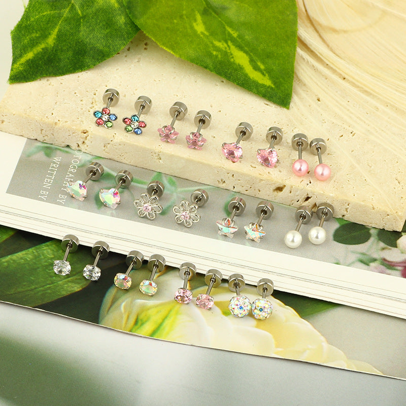 Stainless Steel Five-pointed Star Ear Bone Stud High-end Screw-back Earring