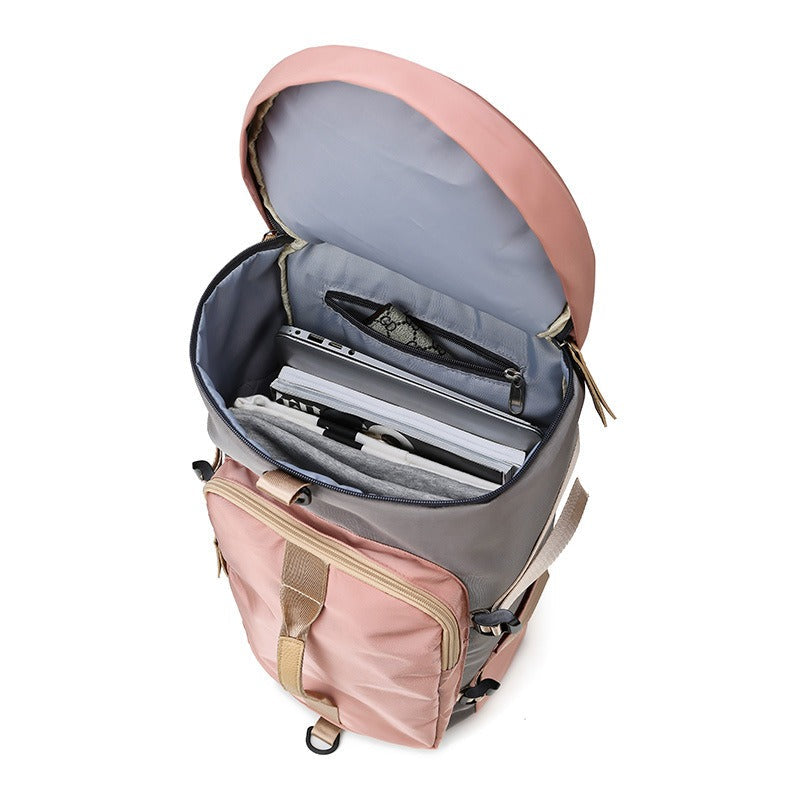 Women's Convertible Gym Duffel Backpack - Pink & Grey Travel Fitness Bag
