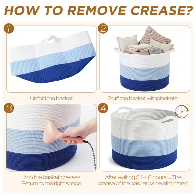 Extra Large Blanket Basket with Multi-Tone Storage Design
