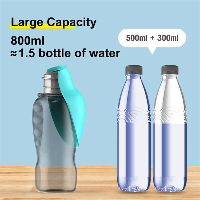 800ml Portable Dog Water Bottle & Foldable Bowl for Hiking