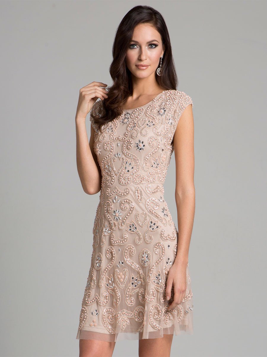 Lara 33404 - Nude Short Dress