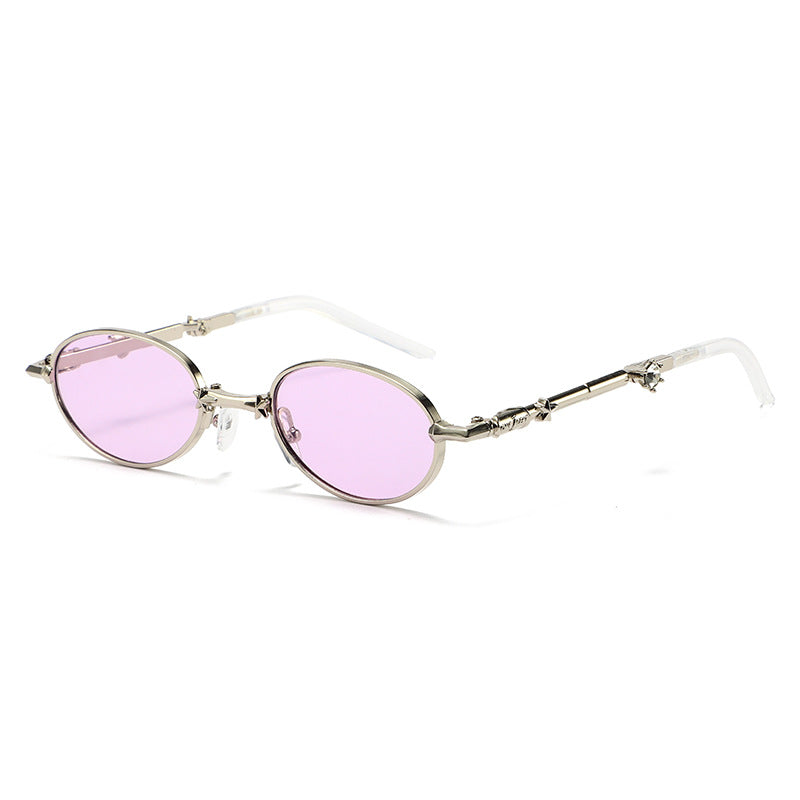 Foldable Small Frame Sunglasses with Tinted Lenses for Women
