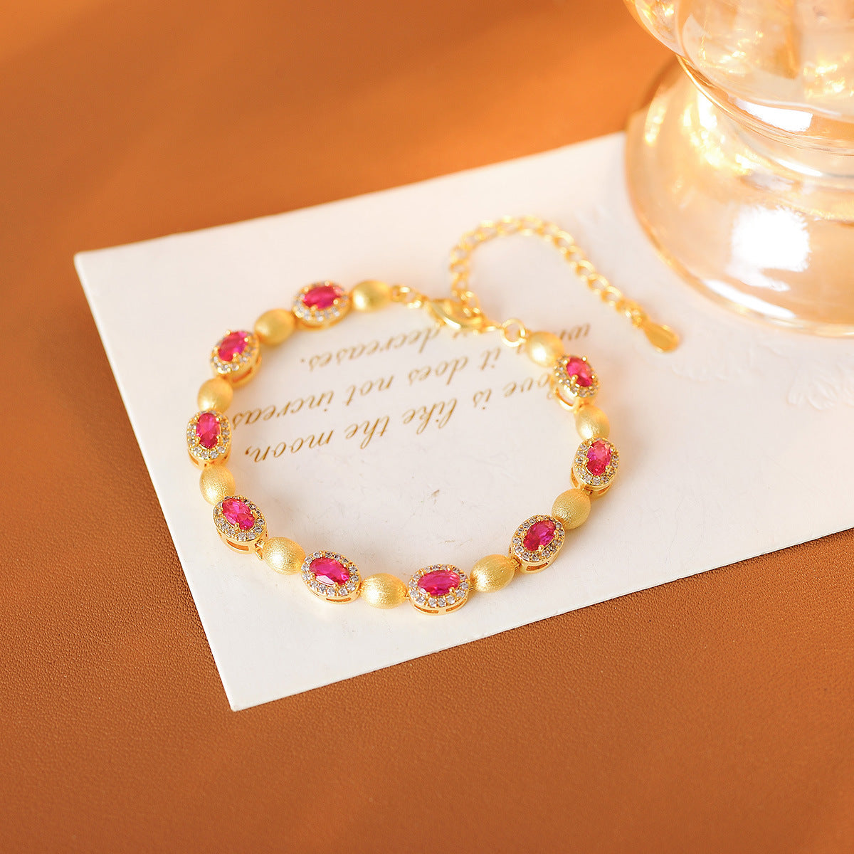 Womens Red Corundum Zircon Bracelet