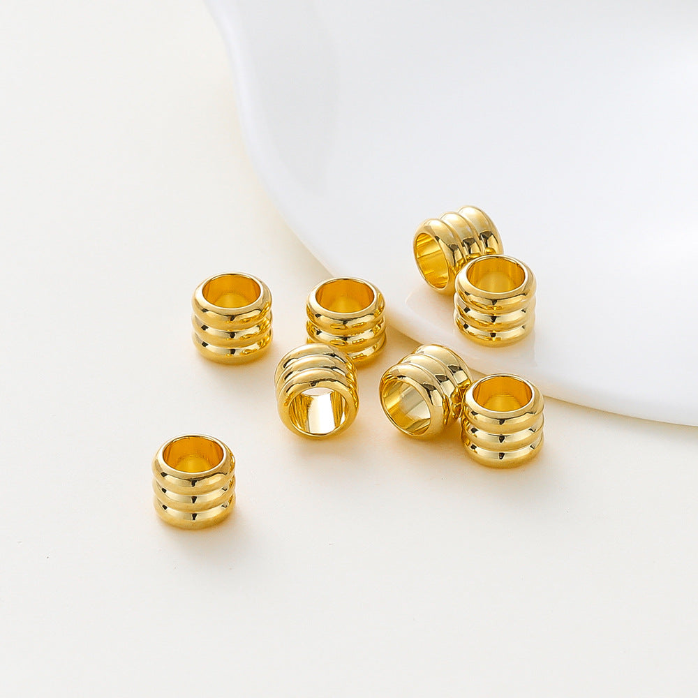 Color-retaining 18k Three-layer Large-hole Spacer Beads Copper-gold-plated Beading Material