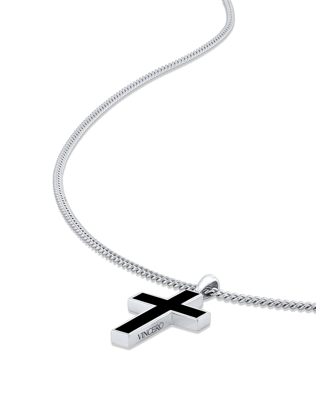 Sterling Silver Cross Pendant Necklace with Box Chain