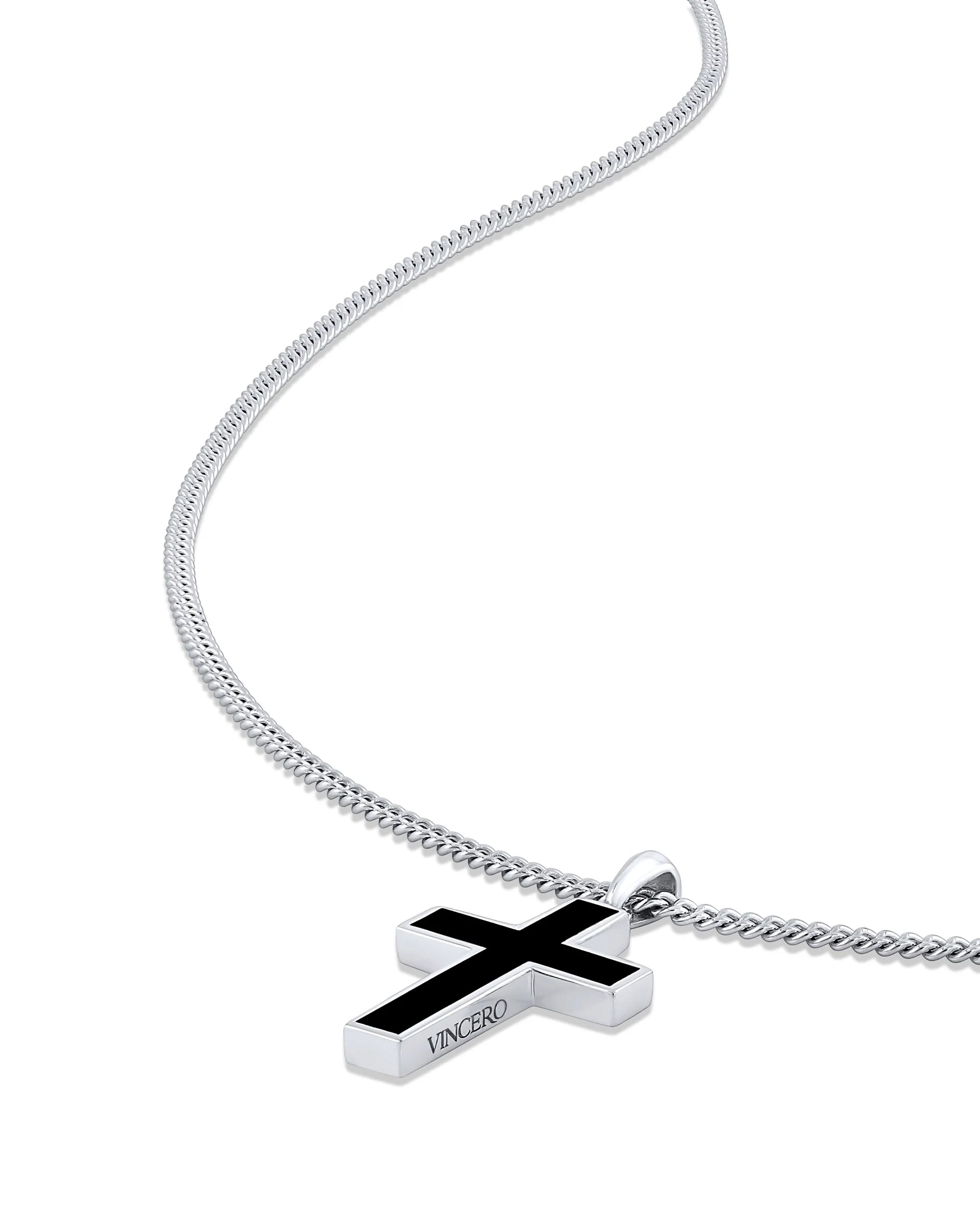 Sterling Silver Cross Pendant Necklace with Box Chain