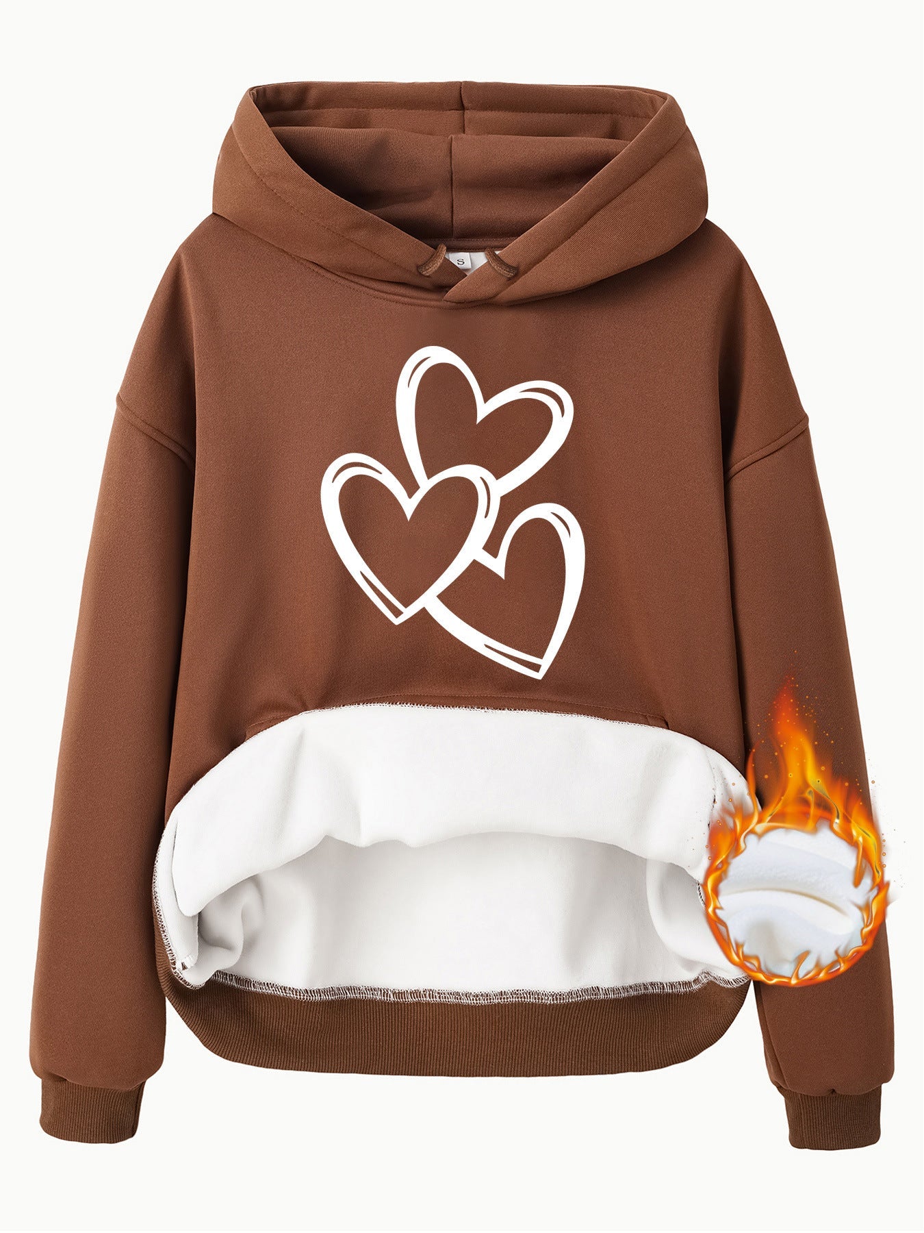 Women's Heart Graphic Fleece Hoodie Casual Street Style Pullover