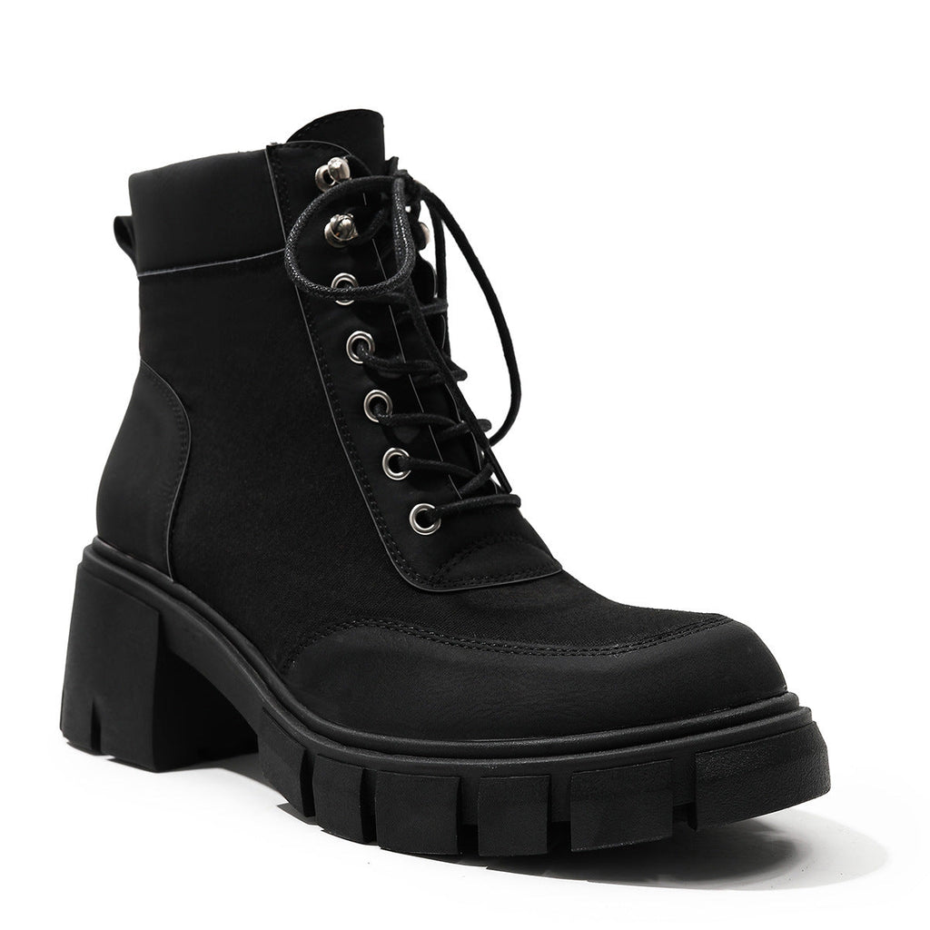 Women's Chunky Platform Lace-Up Ankle Boots with Round Toe - Image 3