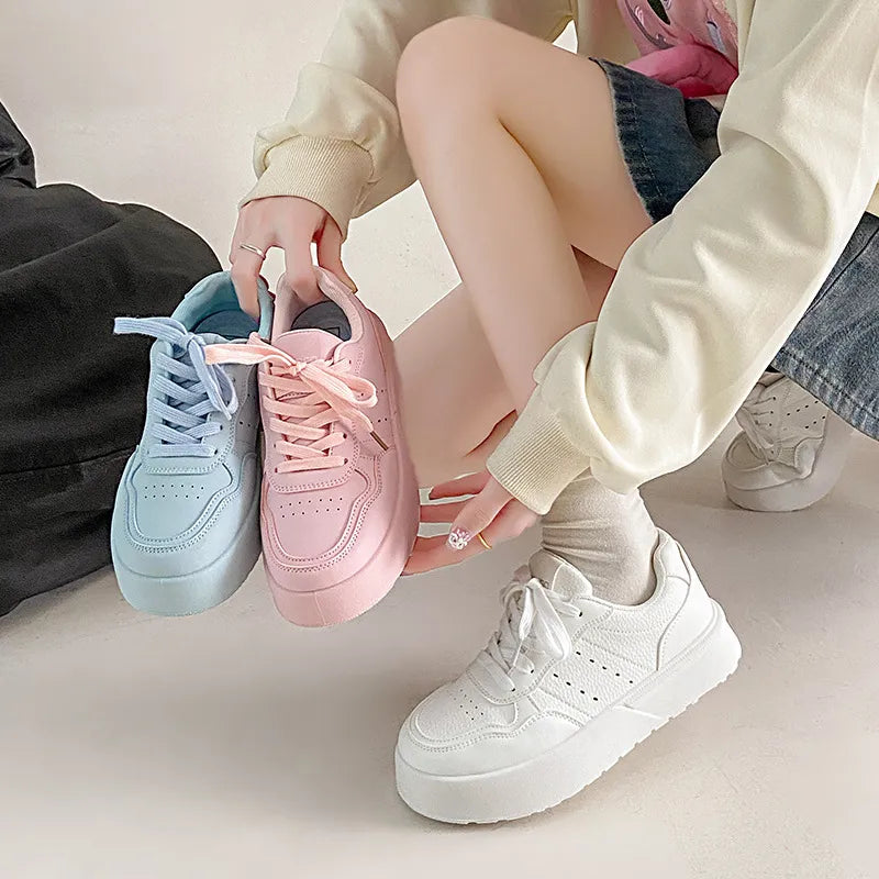 Women's Lace Up Platform Athletic Sneakers Harajuku Style - Image 6