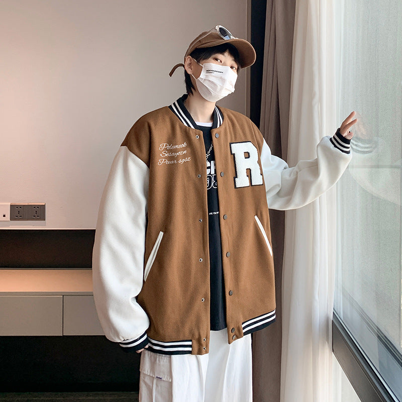 Unisex Baseball Bomber Jacket with Letter Embroidery Streetwear