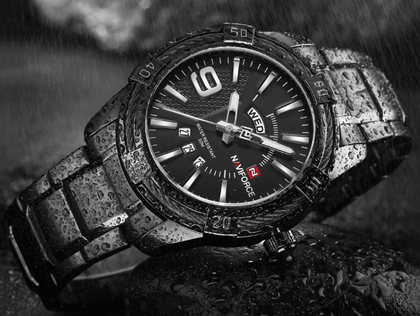 Men's Waterproof Chronograph Watch with Date Display - Modern Metal