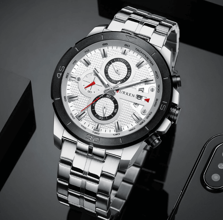 Men's Waterproof Chronograph Luxury Watch with Hardlex Dial