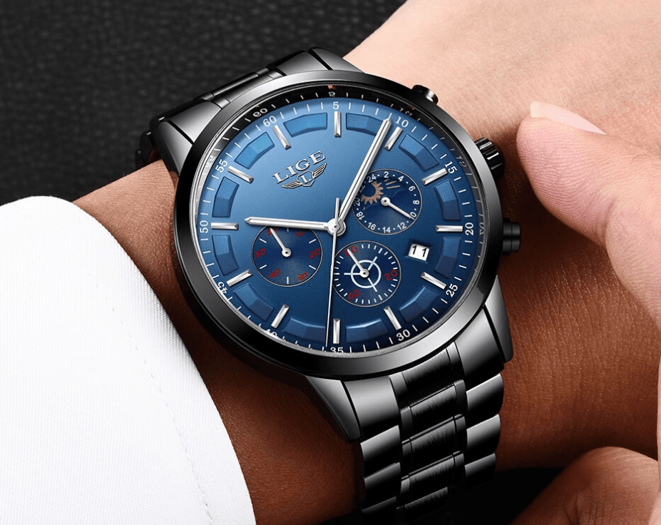 Men's Waterproof Chronograph Watch with Date Display & Luxury Dial