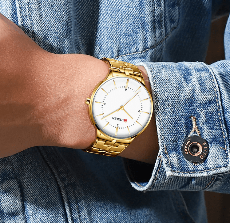 Men's Slim Waterproof Watch with Shining Link Bracelet