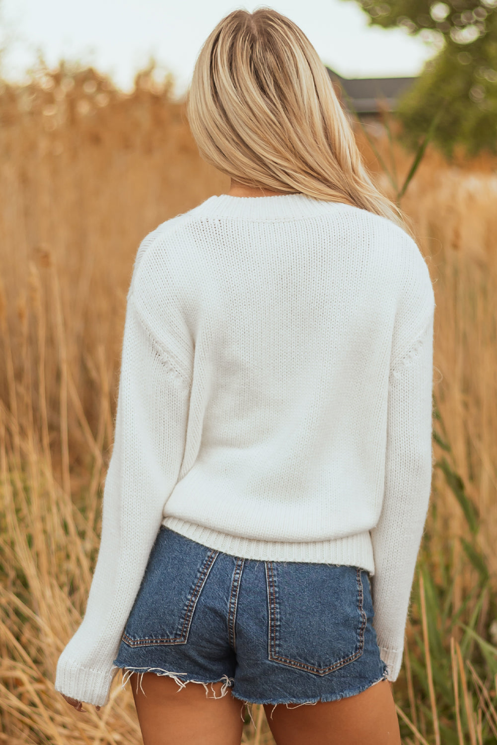 Women's Embroidered Bow Boots Knit Sweater, Relaxed Crew Neck Top