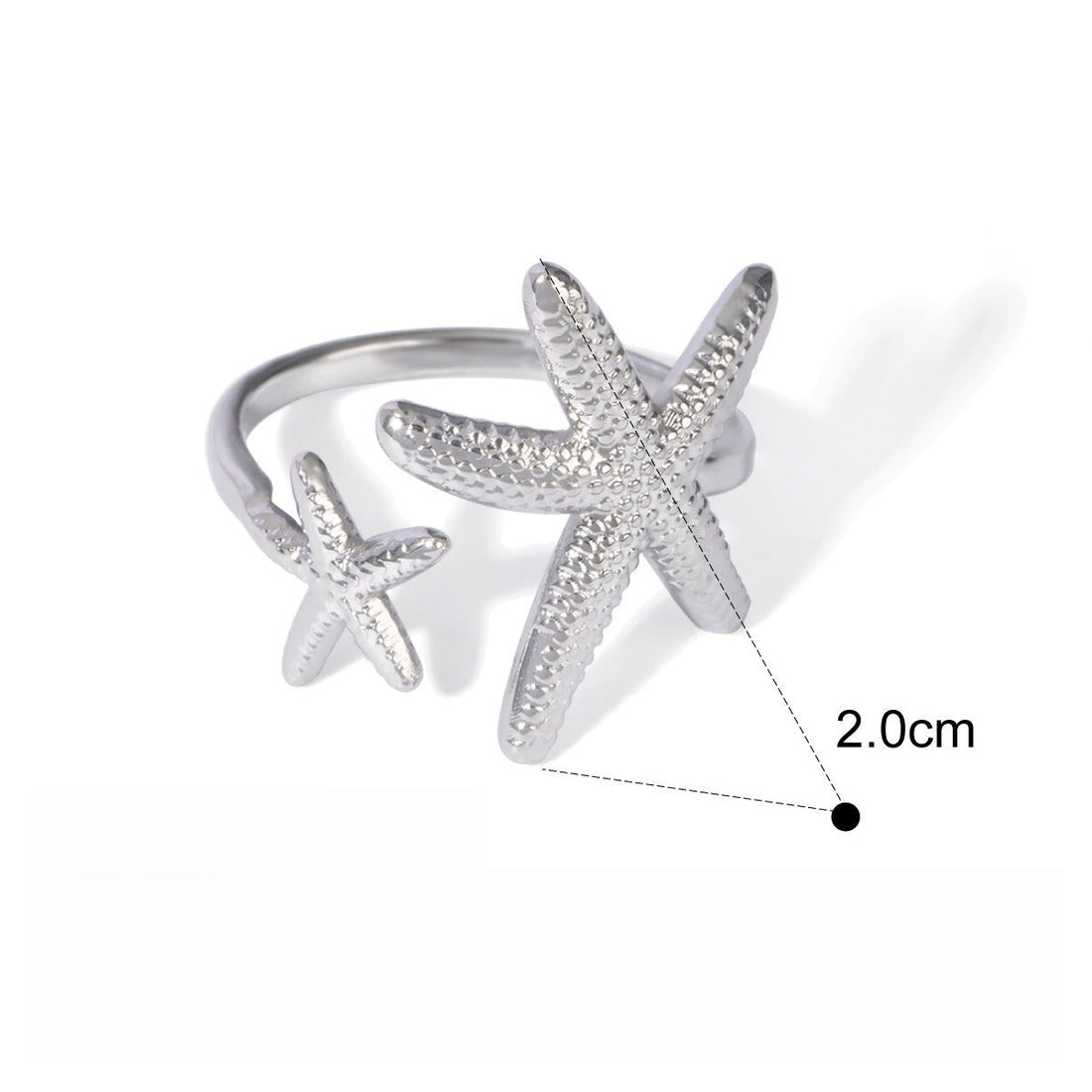 Starfish Shell Adjustable Ring in Gold or Silver Titanium Steel