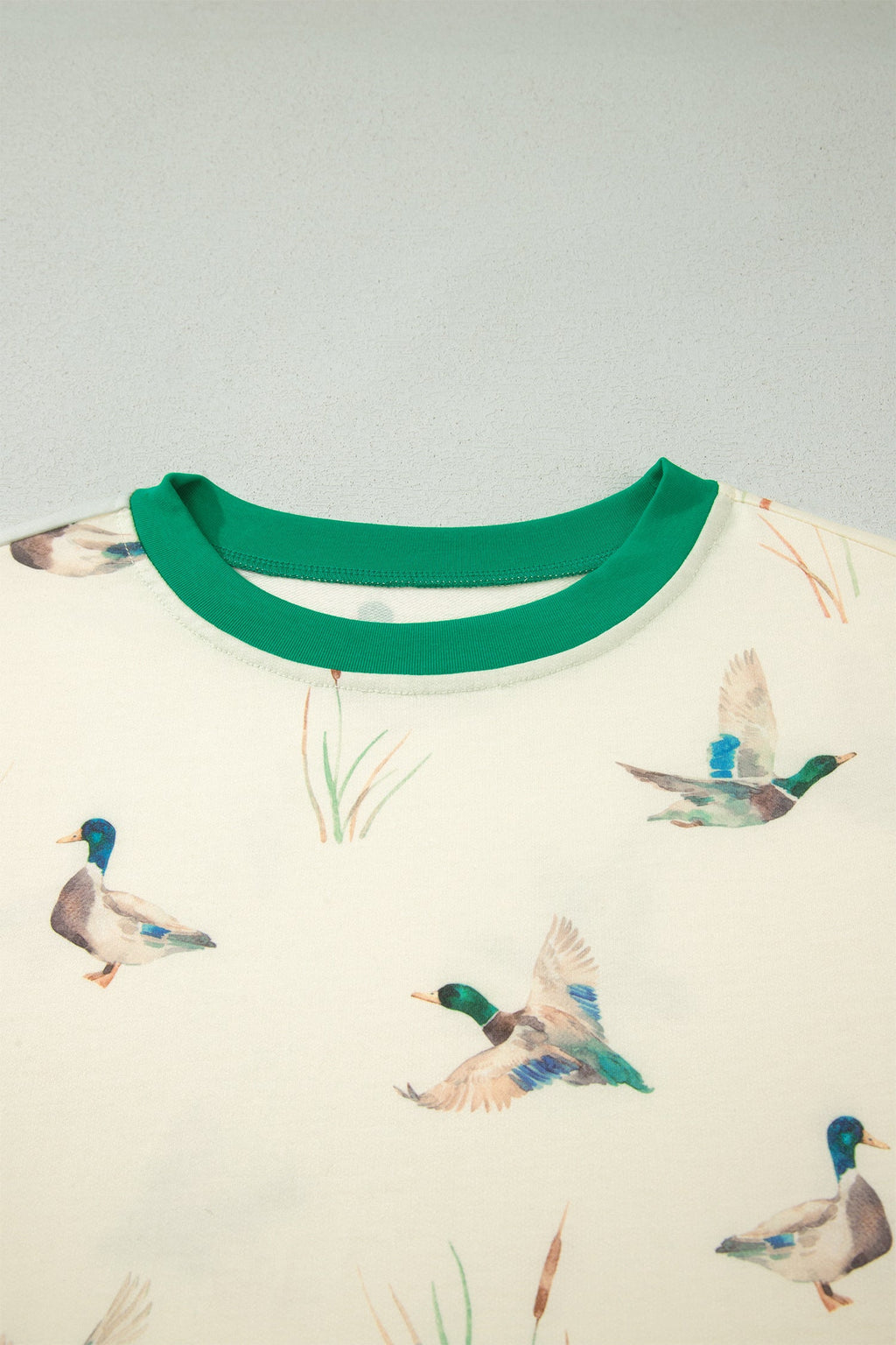Mallard Duck Print Short Sleeve & Short Set Contrast Trim