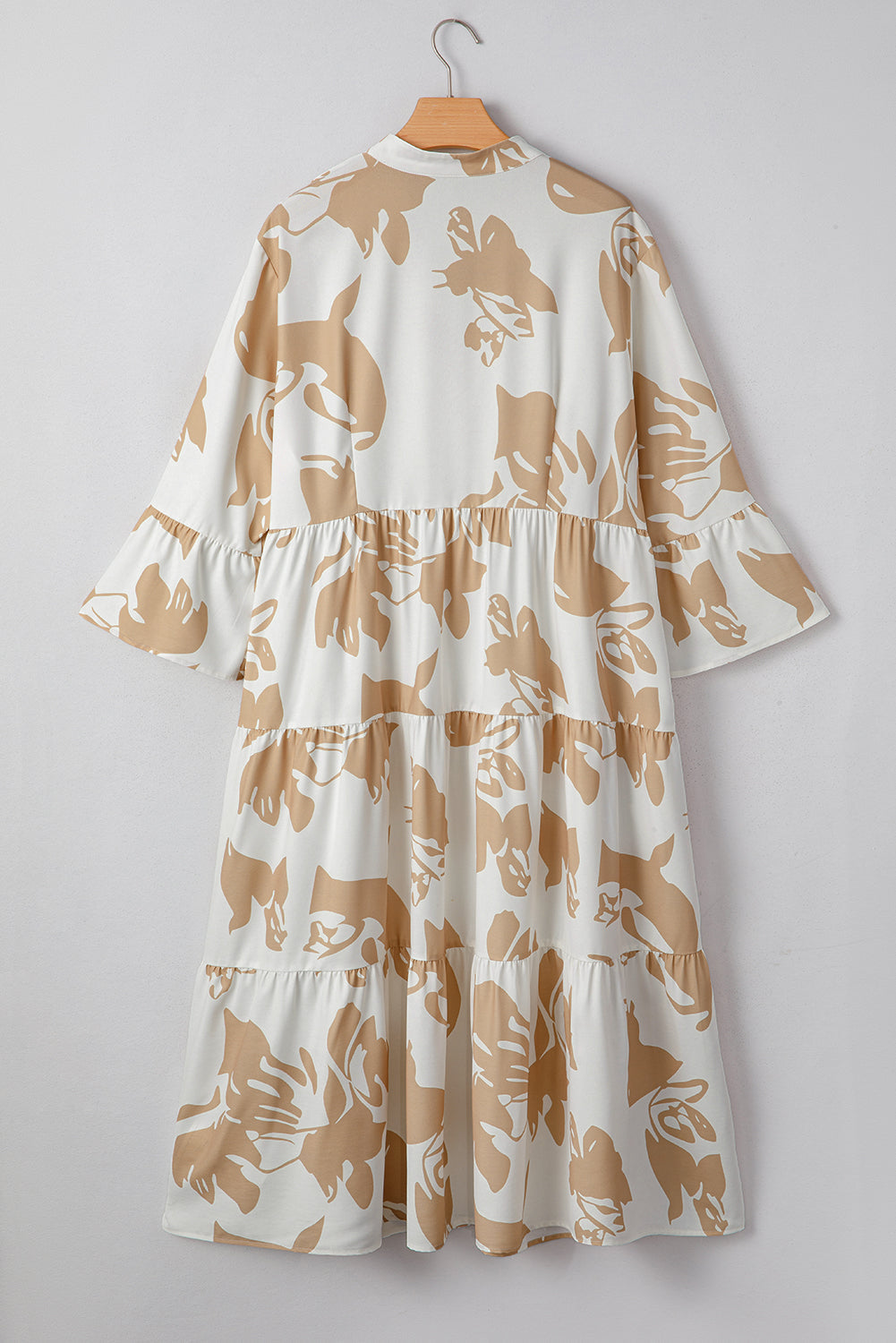 Plus Size Floral 3/4 Ruffle Sleeve Tiered Maxi Dress