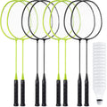woanger 8 Packs Badminton Rackets Set with 12 Badminton Racquets for Adult and Teenagers Badminton Set for Backyard Gym Beach Outdoor Games(Green Black)