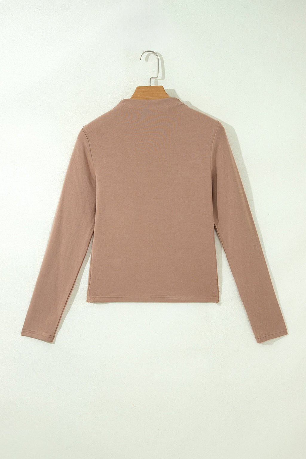 Solid Ribbed Knit Mock Neck Long Sleeve Top
