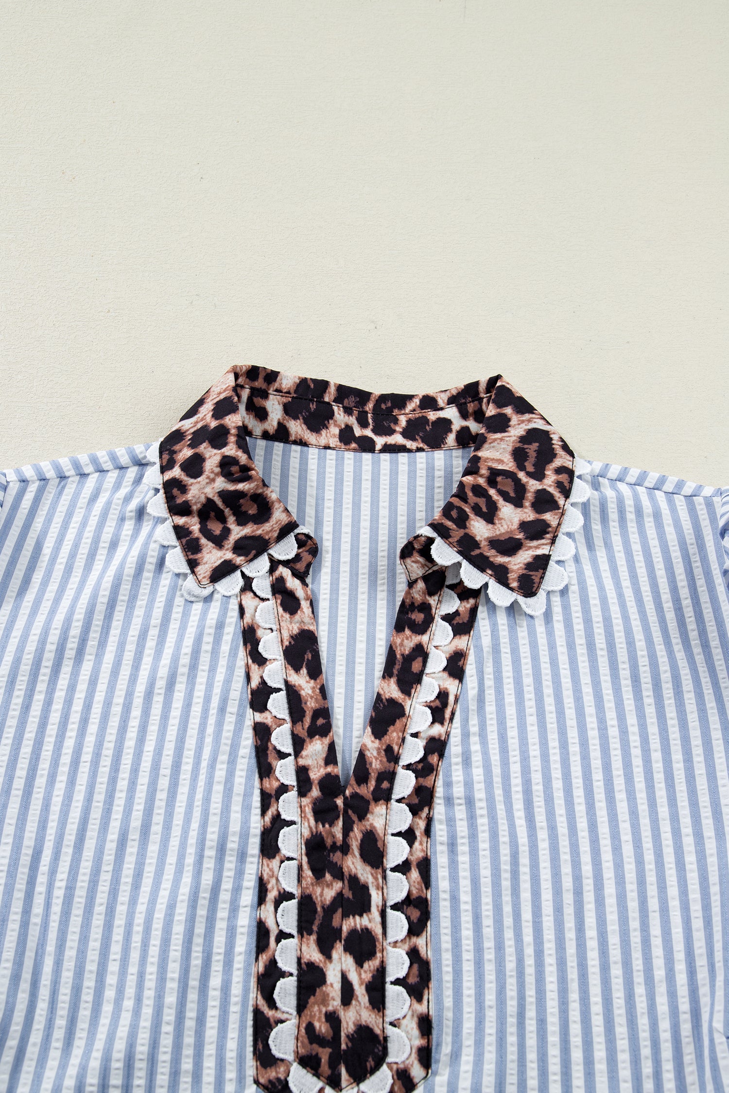 Plus Size Leopard Bubble Sleeve Blouse